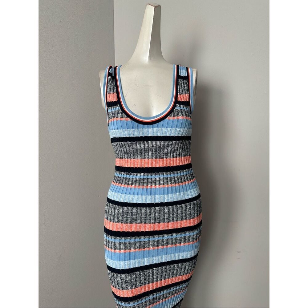 NWT VERONICA BEARD Fabiana striped ribbed-knit midi dress Size S $475 - Picture 4 of 7